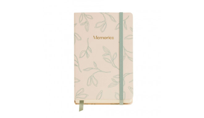 Märkmik 90x140mm 100l joonimata tühi sisu  Leaves L.Wind kummikinnitus, järjehoidja, pliiatsihoidja,