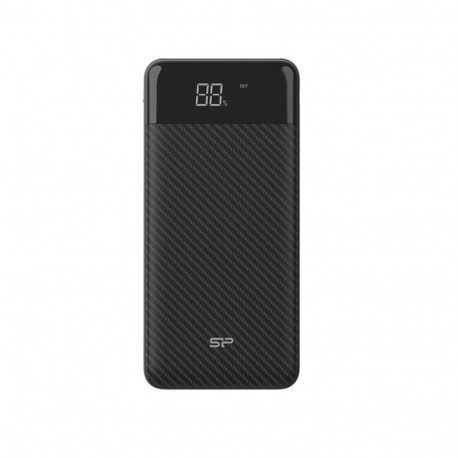 Akupank Silicon Power GP28 Power Bank 10000mAH must. LED display, 2x USB-A 2.1A, USB-C/micro-USB laa