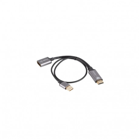 Lanberg HDMI (M) Displayport (F) adapter 4K kaablil 20 cm, hõbedane | AD-HD-DP-02