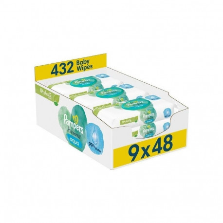 Pampers niisked salvrätikud Harmonie Aqua 0% plastikut 9x48 tk