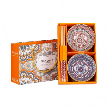 Komplekt BOHEMIA 2-kaussi ja söögipulgad, värviline