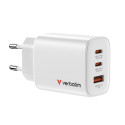 Verbatim Essentials GaN laadija 65W 2xUSB-C/1xUSB-A valge 32353