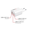 Verbatim Essentials GaN laadija 65W 2xUSB-C/1xUSB-A valge 32353