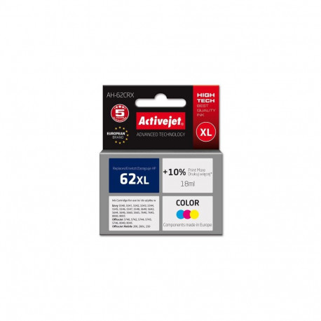 Activejet AH-62CRX ink (replacement for HP 62XL C2P07AE; Premium; 18 ml; color)