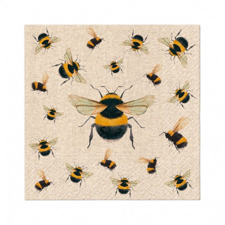 NAPKINS PAPER DANCING BEES 33X33CM 20PCS