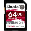 Kingston Canvas React Plus SDXC 64 GB Class 10 UHS-II/U3 V90 mälukaart (SDR2/64GB)
