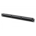 Patch panel 19'' 24x RJ45, LSA level, cat.6, unshielded, 1U, cable guide, labeling fields, black