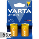 60x2 Varta Longlife Baby C LR 14 patareid