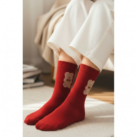 SOKISAHTEL LUANA punased karuga puuvillased sokid 444