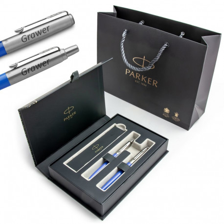 Parker Jotter Originals sinine täitesulepliiatsikomplekt elegantses kinkekarbis koos graveeringuga