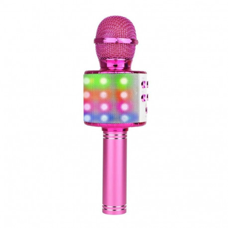 Wireless karaoke microphone Manta, pink with LED