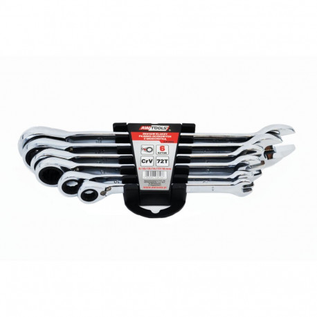 AWTOOLS RATCHET COMBINATION WRENCH SET 6 pcs 8-19mm WITH SWITCH