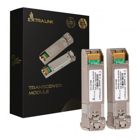 Extralink SFP28 25G 2-pack | SFP28 moodul | 25Gbps, LC/UPC dupleks, 1310nm, 10km, üherežiimiline, DO