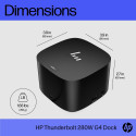 HP TB Dock G4 280W w/Combo Cable - 4x USB 3.0, 2x USB-C(15W), 1x USB-C Thunderbolt 4, 2x DisplayPort