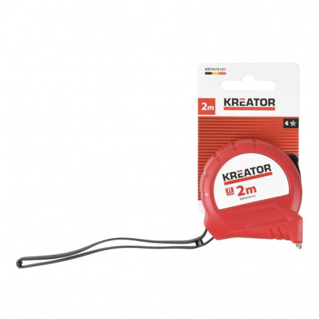 Kreator measuring tape KRTH70101, 2 m, 13 mm, steel, MID Class 2, lock button, belt clip