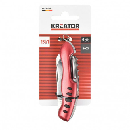 Kreator taskunuga KRTH00802, 52 mm, 1.30 mm, 15 funktsiooni, käärid, korgits, saeleht, kompaktne