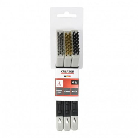 Wire Brush TPR - 3 pcs, Kreator, KRTH50101, 25 rows, 10 mm