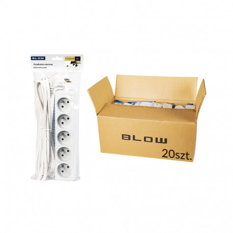 98-519# võrgupikendus pr-570p 5-pesaline maandusega 5m valge 3x1,5mm (20 tk.)