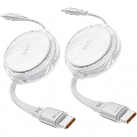 iOttie 100W väljatõmmatav USB-C kaabel valge 2-pack