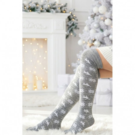 SOKISAHTEL ANNIKEN helehallid jõulumustriga ülepõlvepõlvikud 444