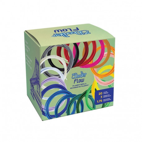 3Doodler Filament FLOW 20 PLA 20 värvi täitepakend polüpiimhape (PLA) must, sinine, tumeroheline, tu