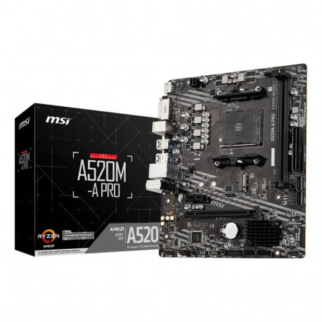 MSI mainboard AMD A520 SAM4 MicroATX 1xPCI-Express 3.0 1x 1xPCI-Express 3.0 16x 1xM.2 DDR4