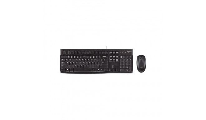 Keyboard and Mouse Set - Logitech Desktop MK120 Wired USB Keyboard and Mouse Black