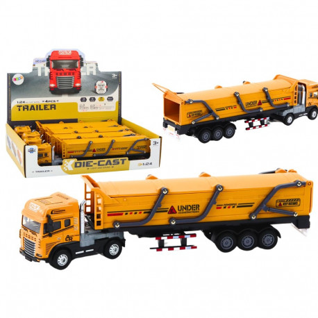 Ciężarówka Z Przyczepą TIR Pojazd Transportowy 1:24 Dźwięki Światła Żółta