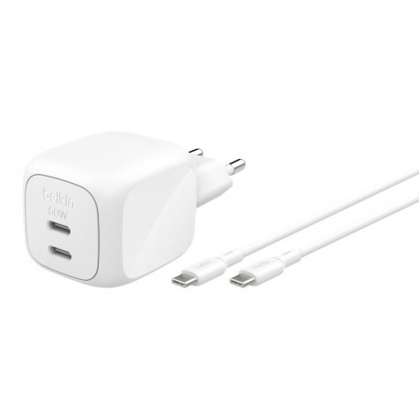 Belkin laadija WCH019kq1MWH-B6 topelt USB-C 50W PD PPS 1m kaabliga