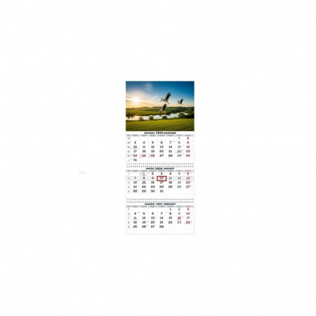 Wall Mounted Calendar 3 parts Trio 30x66cm