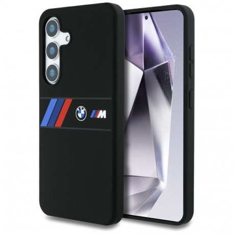 BMW BMW Silicone Middle Tricolor Stripes MagSafe Case for Samsung Galaxy S25 - Black