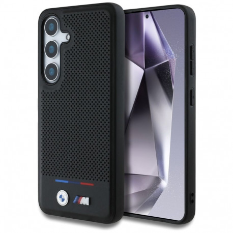 BMW BMW Leather Tricolor Stripe MagSafe Case for Samsung Galaxy S25 - Black