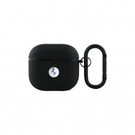 BMW BMW BMA4SSLBK AirPods 4 cover black/black Geniune Leather Silver Logo