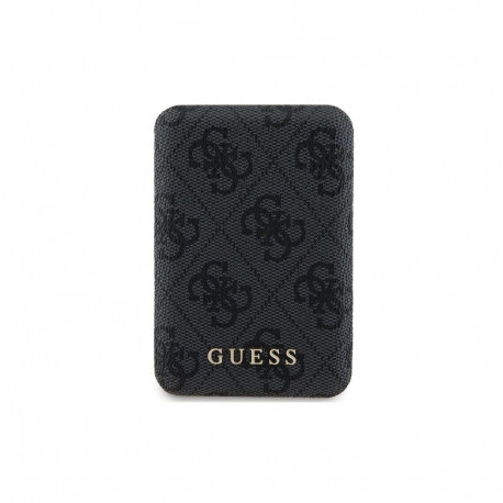 Guess Guess Powerbank inductive 15W GUPB5FP4EMGK 5000mAh black/black 4G Leather Metal Logo MagSafe
