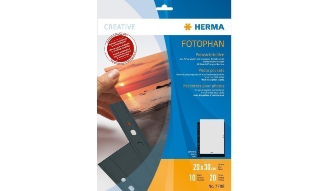 Herma photo sleeve 20x30cm 10sh, black (7788)