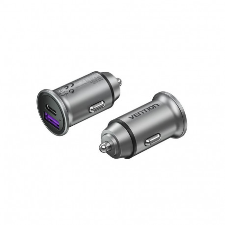 Vention kahepesaline USB A+A(30+30) auto laadija hall mini stiil alumiiniumisulamist