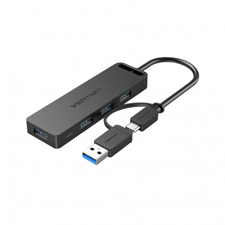 Vention 4-Port USB 3.0 Hub with USB-C & USB 3.0 2-in-1 Interface and Power Supply 0.15M ABS Type