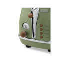 DELONGHI Icona Vintage Toaster CTOV 2103.GR 900W, Stainless steel, Crumb tray, Defrost, Green