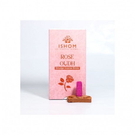 Incense Set - Natural Incense Rose Wood 15 Tiles Clay Holder 7.5x14.5 cm
