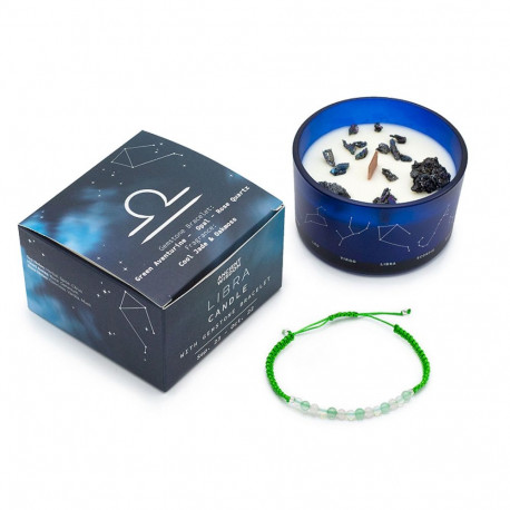Candle Set - Ancient Wisdom Zodiac Crystal Candle with Bracelet Scented Jade & Oak Moss