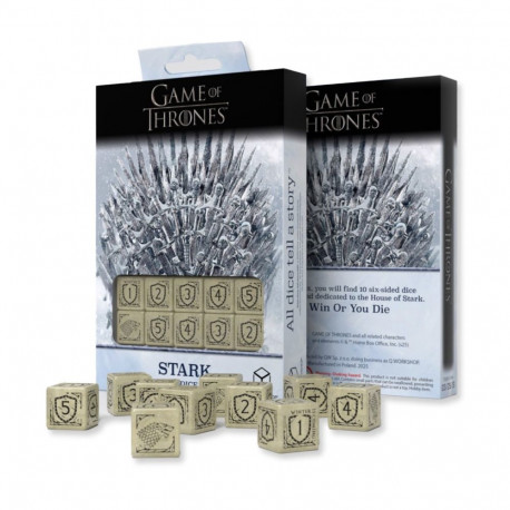 Dice Set - Game of Thrones Stark 10xD6 Glossy Sand with Black Engravings