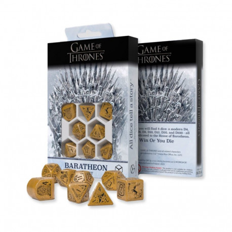 Tabletop Game - Q-WORKSHOP Baratheon Dice Set 8 Yellow Black Engravings
