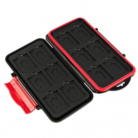 Memory Card Case - MITOYA Organizer for 12 SD & 12 microSD Cards Red