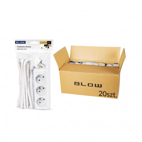 98-513# PR-370P 3-pesaga maandusega pikendusjuhe 5m valge 3x1,5mm (20 tk.)