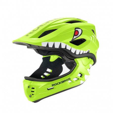 Rockbros TT-32003 Shark Children's Bike Helmet with Detachable Jaw Size S (48-52) - Green