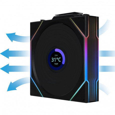 Lian Li ventilaatorid UNI FAN TL 3-tk komplekt traadita LCD-ekraaniga ARGB PWM kontrolleriga pööratu