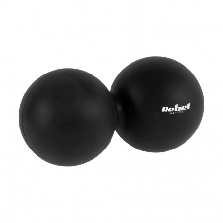 Duoball topelt massaažipall 6.2cm, must, silikoon, REBEL ACTIVE