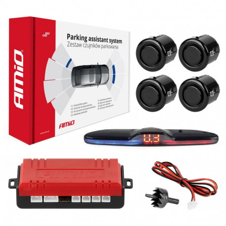 Parkimisandurite komplekt tagurdamisandurid max led 4 andurit mustad kuld 18 mm amio-02290