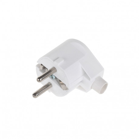 Wtyczka kątowa z uziemieniem unischuko biała WT-20