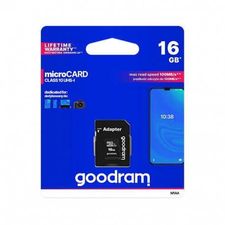 Goodram microSD-mälukaart 16GB UHS-I adapteriga